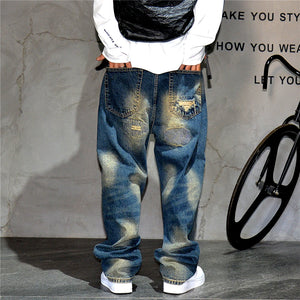 AM26 Ripped Patch Washed Jeans , - Streetwear Jeans - Slick Street