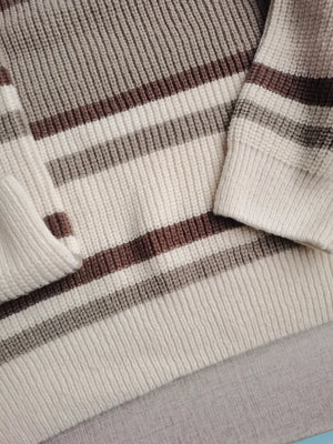 Stripe Embroidery Crochet Sweater , - Streetwear Sweater - Slick Street