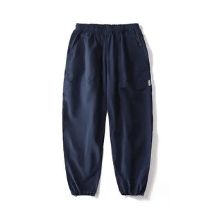 Straight Cut Nylon Loose Joggers Navy blue, XS - Streetwear Pants - Slick Street