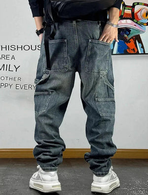 Ripped Denim Carpenter Jeans , - Streetwear Jeans - Slick Street