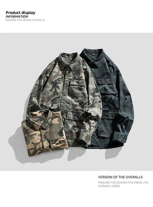 Camouflage Cotton Overshirt , - Streetwear Jackets - Slick Street