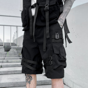 Techwear Multi Pocket Buckles Cargo Shorts , - Streetwear Shorts - Slick Street