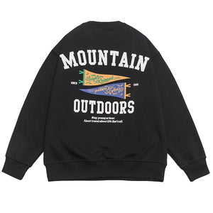 Adventure Mountain Outdoor Pullover Sweatshirt Black, XS - Streetwear - Slick Street