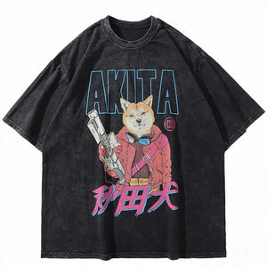 Akita Warrior Anime T-Shirt , - Streetwear T-Shirts - Slick Street