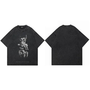 Dobermann Gun Oversized T-Shirt Black, XS - Streetwear T-Shirts - Slick Street