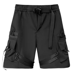 Techwear Multi Pocket Buckles Cargo Shorts , - Streetwear Shorts - Slick Street