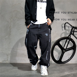 Ebony Black Splash Paint Style Pants , - Streetwear Pants - Slick Street