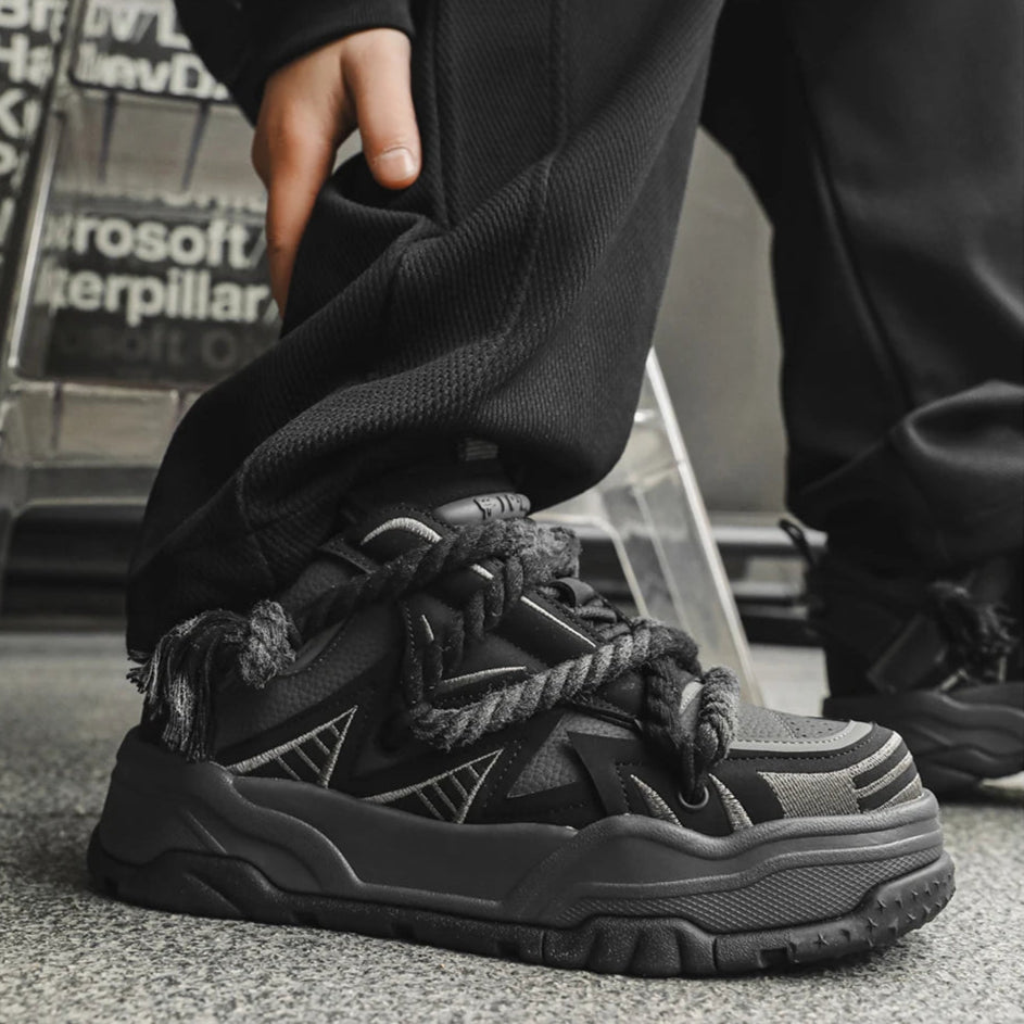 Achromatic Rope Lace Shoes , - Streetwear Sneaker - Slick Street