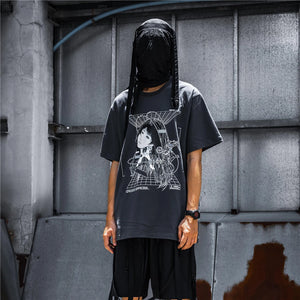 Streetwear Robotic Anime Girl Loose T-Shirt , - Streetwear T-Shirts - Slick Street