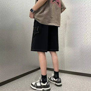 Pentagram Star Embroider Shorts , - Streetwear Shorts - Slick Street