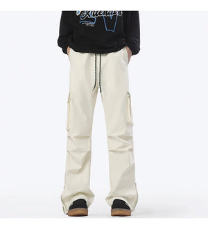 Ankle Length Half Zipper Pants Beige, XS - Streetwear Pants - Slick Street