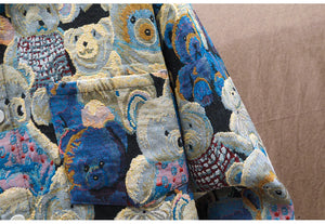 Teddy Bear Jacquard Jacket , - Streetwear Jackets - Slick Street