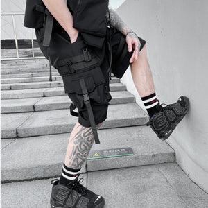 Techwear Multi Pocket Buckles Cargo Shorts , - Streetwear Shorts - Slick Street