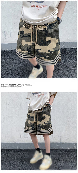 Camo Goth Knee Length Shorts , - Streetwear Shorts - Slick Street