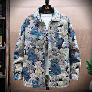 Teddy Bear Jacquard Jacket , - Streetwear Jackets - Slick Street