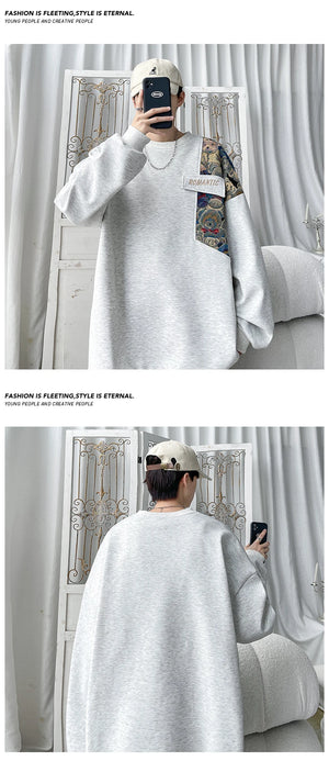 Romantic Bears Pattern Shoulder Patchwork Sweater , - Streetwear Sweater - Slick Street