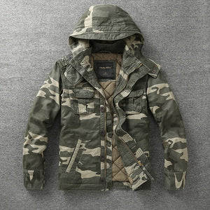 Hooded AR25 Denim Army Jacket Camouflage, XS - Streetwear Jacket - Slick Street