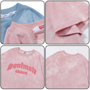Soulmate Tie Die O-Neck Loose T-Shirt , - Streetwear T-Shirts - Slick Street