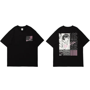 Adventures Anime Smoking Girl T-Shirt Black, XXS - Streetwear T-Shirts - Slick Street