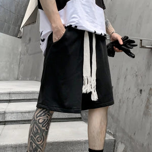 Casual Black Color Knee Length Shorts , - Streetwear Shorts - Slick Street