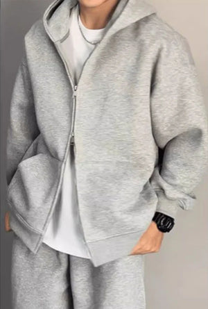 Plain Color Double Zipper Hoodie , - Streetwear Hoodie - Slick Street