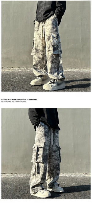 Tie Dye Large Size Pockets Pants , - Streetwear Pants - Slick Street