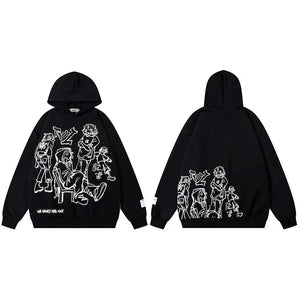 We V Cartoon Sketch Hoodie Black, XXS - Streetwear Hoodie - Slick Street