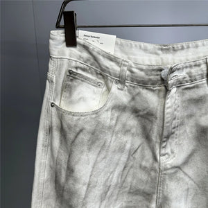 Distressed Dirty White Baggy Pants , - Streetwear Pants - Slick Street
