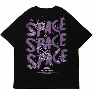 Space Rings Happy Bear Anime T-Shirt , - Streetwear T-Shirts - Slick Street