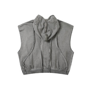 Punk Rock Gothic Ripped Style Sleeveless Hoodie , - Streetwear Hoodie - Slick Street