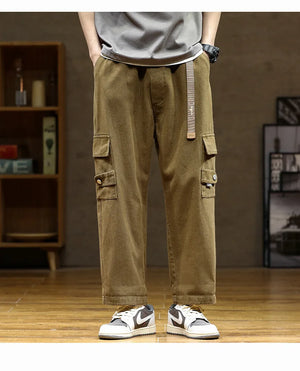 Straight Fit Elastic Ankle Length Pants , - Streetwear Pants - Slick Street