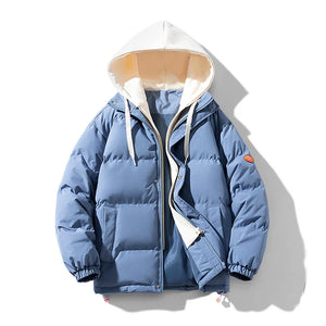 Two Tone Elegant Padded Jacket Sky Blue, XS - Streetwear Jacket - Slick Street