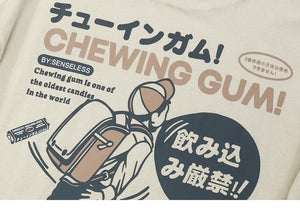 Chewing Gum Candy Cartoon Crew Neck T-Shirt , - Streetwear T-Shirts - Slick Street