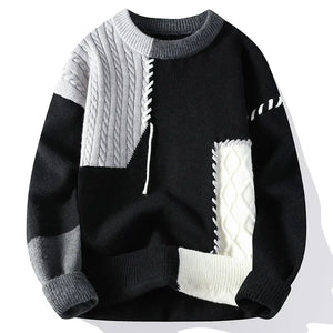 Lace Up Style Round Neck Knitted Sweater Black, XS - Streetwear Sweater - Slick Street