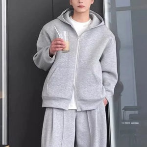 Plain Color Double Zipper Hoodie , - Streetwear Hoodie - Slick Street
