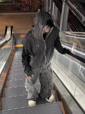 Punk Rock Gothic Ripped Style Sleeveless Hoodie , - Streetwear Hoodie - Slick Street