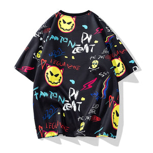 Devil Laugh With Multi Emoticons O-Neck T-Shirts , - Streetwear T-Shirts - Slick Street