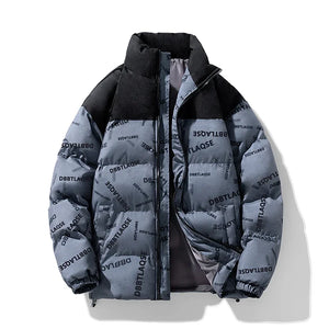 Writing Style Two Tone Zipper Padded Jacket Gray, XS - Streetwear Jacket - Slick Street