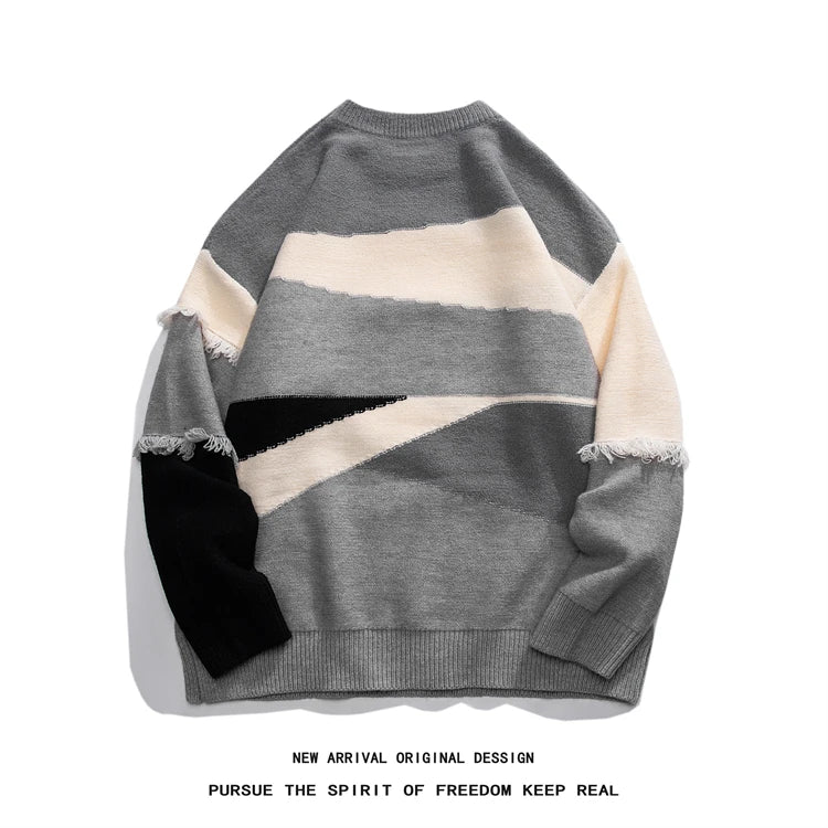 Hole Fringed Pullover Sweater ,  - Streetwear Sweater - Slick Street