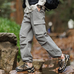 Plain Color Hiking Style Knee Pocket Pants , - Streetwear Pants - Slick Street
