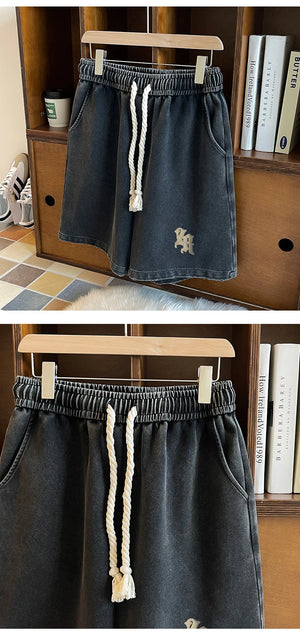 Gothic Washed Knee Length Shorts , - Streetwear Shorts - Slick Street