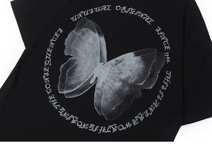 UNUSUAL ORIGINAL Butterfly Shadow Graphic T-Shirt , - Streetwear T-Shirts - Slick Street
