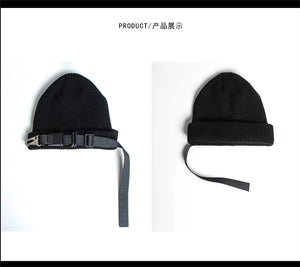 Nightshade Beanie Hat with Buckle , - Streetwear Hats - Slick Street