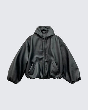 PU Leather Loose Black Jacket , - Streetwear Jackets - Slick Street