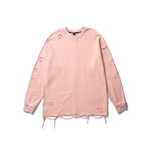 Distressed Gothic Sweatshirt Pink, S - Streetwear Sweatshirts - Slick Street