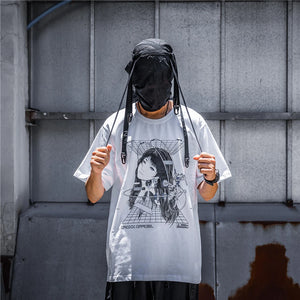 Streetwear Robotic Anime Girl Loose T-Shirt , - Streetwear T-Shirts - Slick Street