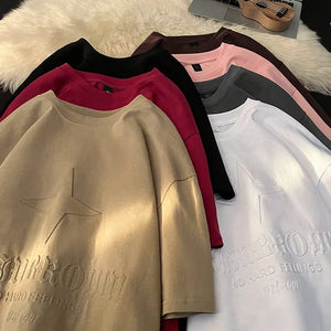 No Hard Feelings Star Polygons Embossed T-shirt , - Streetwear T-Shirts - Slick Street