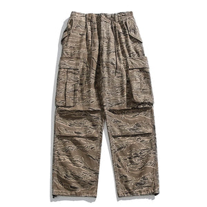 Camouflage Art Craft Cargo Pants Khaki, XXS - Streetwear Pants - Slick Street