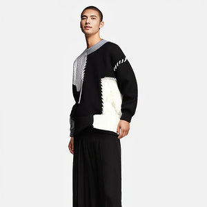 Lace Up Style Round Neck Knitted Sweater , - Streetwear Sweater - Slick Street