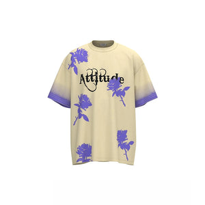 Pink Rose Attitude Graphic T-Shirt Khaki, XS - Streetwear T-Shirts - Slick Street